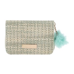 Unique Bargains Square Woven Pom Zip Coin Purse Wallet 1 Pc - 1 of 4