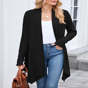 Women's Lightweight Cardigan Sweaters Open Front Long Sleeve Casual Loose Thin Cardigans - 1 of 4
