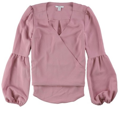 bar III Womens Blouson Sleeve Knit Blouse, Pink, Large