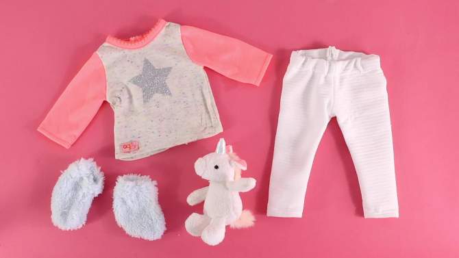 Our Generation Unicorn Wishes with Unicorn Plush Pajama Outfit for 18&#34; Dolls, 2 of 7, play video