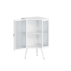 GlasFlength Bathroom Storage Cabinets Modern Corner Cabinet with Glass Doors Storage Shelves for Bathroom Living Room, White, 22.25"*16.54"*31.5" - 1 of 4