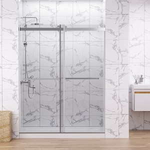Frameless Bathtub Shower Doors 56-60 W x 60 H, Double Sliding Tub Shower Door with Tempered Glass 5/16"(8mm) - 1 of 4