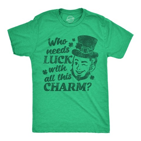 Мужские футболки Crazy Dog T-Shirts, Inc. Mens Funny T Shirts Winking Sprite Who Needs Luck With All This Charm Tee for Men - Crazy Dog Men's T Shirt for Saint Patrick's Day Green L
