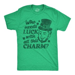 Mens Funny T Shirts Who Needs Luck With All This Charm Winking sprite Tee For Men - Crazy Dog Men's T Shirt - 1 of 4