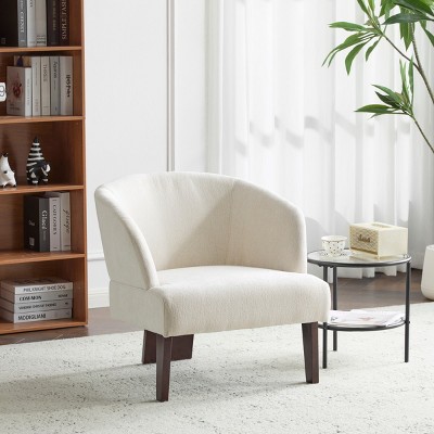 Modern Barrel Accent Chair with Curved Back,Upholstered Lounge Chair for Living Room or Bedroom,Mid Century Small Space Seating–Maison Boucle