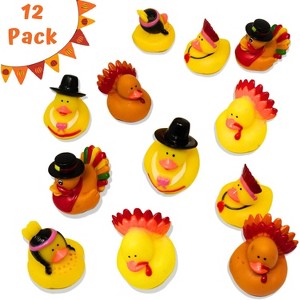 4E's Novelty Thanksgiving Rubber Duckies in Bulk (12 Pack) – Turkey & Pilgrim Thanksgiving Rubber Ducks, Holiday Rubber Ducks for Kids Party Favors - 1 of 4