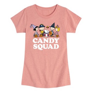Girls' - Peanuts - Candy Squad Fitted Short Sleeve Graphic T-Shirt - 1 of 4