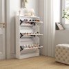 ALEXOUN Modern Shoe Cabinet with Small Mirror,Mirror Shoe Rack with 3 Flip Drawers,Shoe Storage Cabinet for Entryway,Living Room,Dressing Room,White - 2 of 4