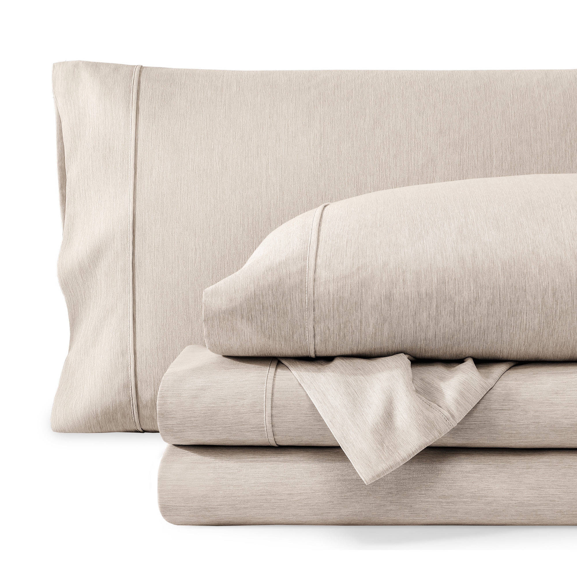 4 Piece Ultra Soft Easy Care Heathered Sheet Set by Bare Home - King, Heathered Pebble