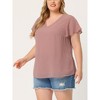 Agnes Orinda Women's Plus Size Swiss Dot V-Neck Tops with Flutter Sleeves - 2 of 4