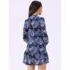 INSPIRE CHIC Women's Summer Floral Layered Tie V-Neck Semi-Sheer Long Sleeve Mini Dress - 4 of 4