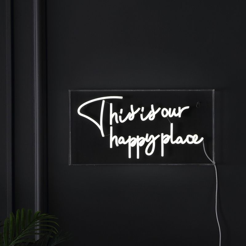 19.6&#34; x 10.1&#34; This is Your Happy Place Contemporary Acrylic Box USB Operated LED Neon Light White - JONATHAN Y, 5 of 7