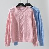 Women's Oversized Cable Knit Crewneck Sweaters - 3 of 4