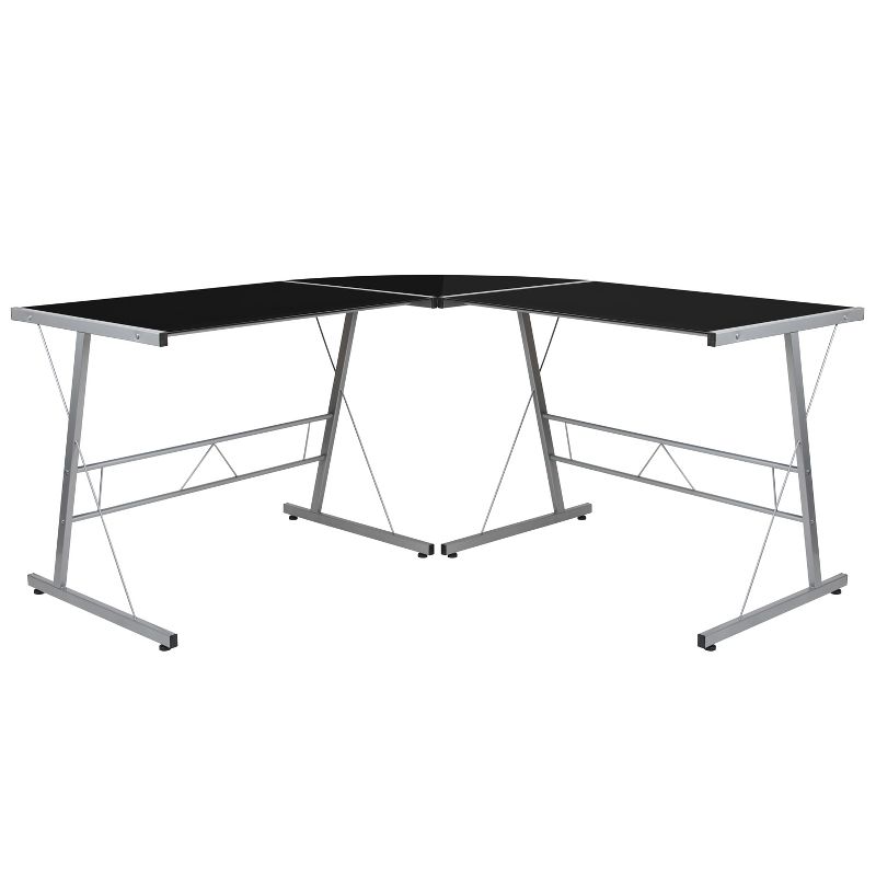 BlackArc L-Shaped Gaming Desk with Tempered Glass Top and Powder Coated Steel Frame, 1 of 11