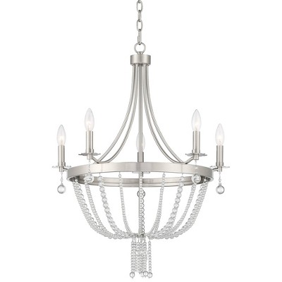 Kathy Ireland Gabi 25" Wide Brushed Nickel and Glass 5-Light Traditional Chandelier