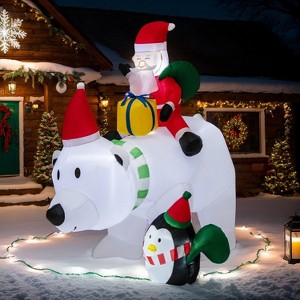 Resenkos 7 Feet Inflatable Santa Claus Riding Bear Inflatable Decoration Multi-color - 1 of 4