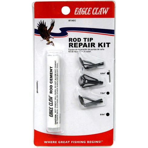 EAGLE CLAW HEAVY DUTY Fishing Rod Tip Repair Kit with Glue 3 SIZES! Pole  Guides