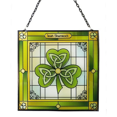 Slickblue Irish Stained Glass Panel – 6.3" Square Hanging Decor with 7 Traditional Celtic & Heritage Designs
