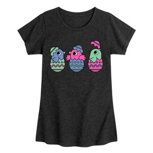 Girls' - Instant Message - Chicks In Eggs Fitted Short Sleeve Graphic T-Shirt - 1 of 4