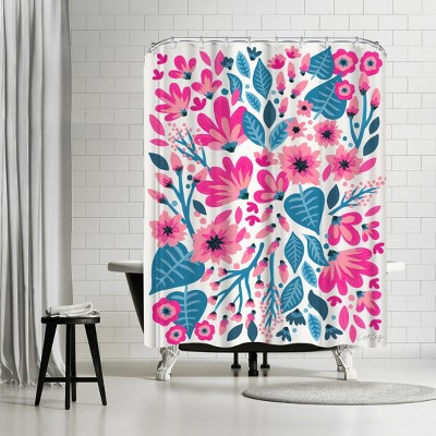 Americanflat Pink Teal Mixed Florals by Cat Coquillette 71" x 74" Shower Curtain