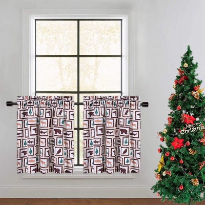 Farmhouse Animal Kitchen Tier Curtains, Forest Animal Window Curtains for Cafe, Bathroom, or Laundry, Cute Home Decor, 2 Panels