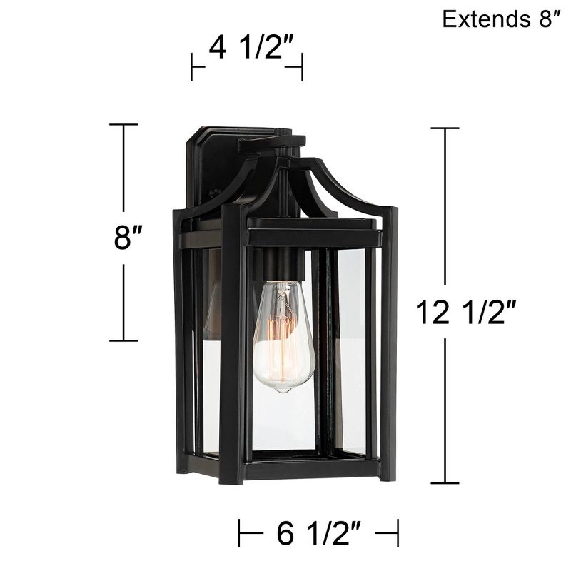 Franklin Iron Works Rockford Rustic Farmhouse Outdoor Wall Light Fixture Black 12 1/2" Clear Beveled Glass for Post Exterior Barn Deck House Porch, 4 of 9