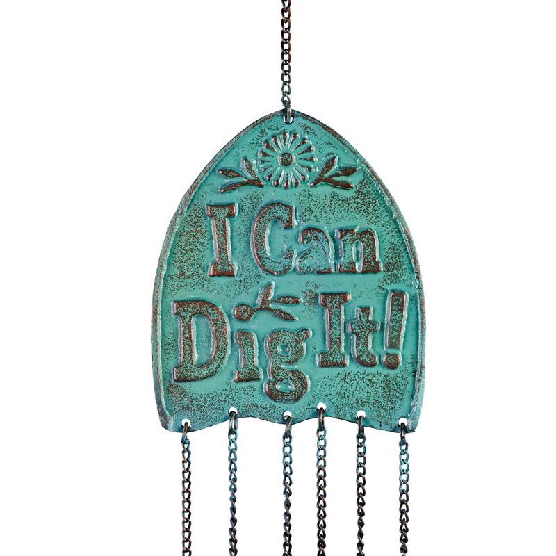 Artisan Cast Aluminum Wind Chime Mobile, I Can Dig It with Florals, 3 of 6