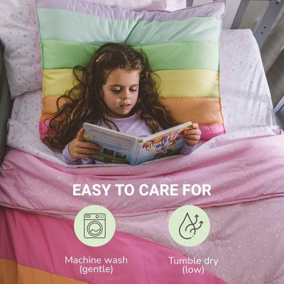 Pink Twin Microfiber Rainbow Quilt Set with Sham