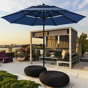 Costway 10ft 3 Tier Patio Market Umbrella Aluminum Sunshade Shelter Double Vented - 1 of 4