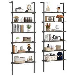 Tangkula 2 PCS 6-tier Ladder Shelf 72 Inches Industrial Wall Mounted Bookshelf - 1 of 4