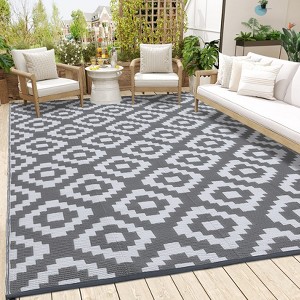 Outdoor Modern Reversible Erasable Area Rugs for Garden Backyard Large Portable Lightweight Plastic Straw Rug for Camping RV Auto Patio Picnic Mat - 1 of 4