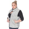 Plus Size Zip up High Pile Fleece vest -White Mark - 2 of 4