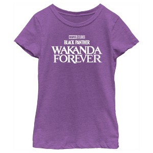 Girl's Black Panther: Wakanda Forever Black and White Movie Logo T-Shirt - 1 of 4
