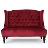 Velvet Modern Glam Wingback Loveseat Sofa with Button Tufted Diamond Stitch and Turned Legs for Living Room - 2 of 4