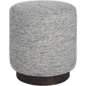 Uttermost Avila Blue and White Tweed Fabric Round Ottoman - 1 of 1