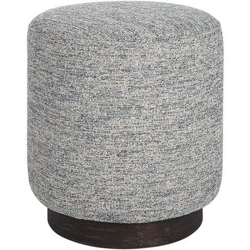 Uttermost Avila Blue And White Tweed Fabric Round Ottoman : Target