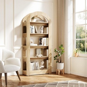 Tribesigns 5-Tier Arch-Shaped Bookshelf, Tall Standing Wooden Modern Storage Bookcase for office,living room - 1 of 4