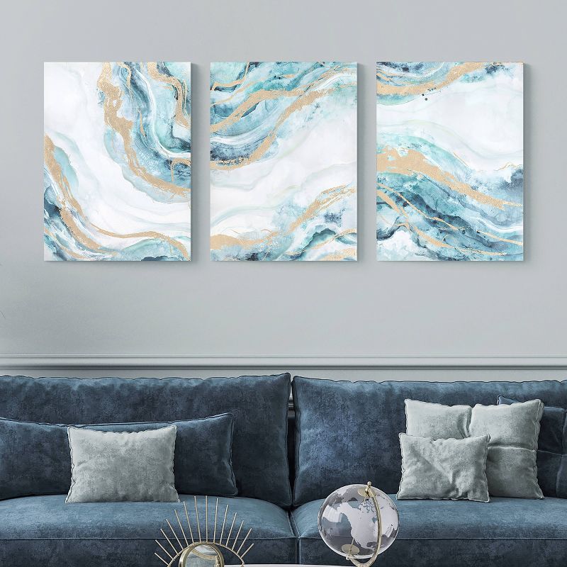 (Set of 3) 18&#34; x 24&#34; Crystal Agate Hand Embellished Wall Canvas Set Gold - Tyler &#38; Finn, 3 of 19