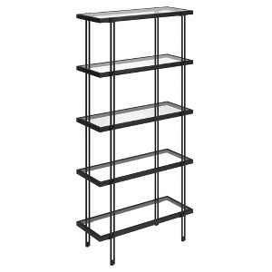 HomeRoots 68" Black Metal And Glass Five Tier Standard Bookcase - 1 of 4