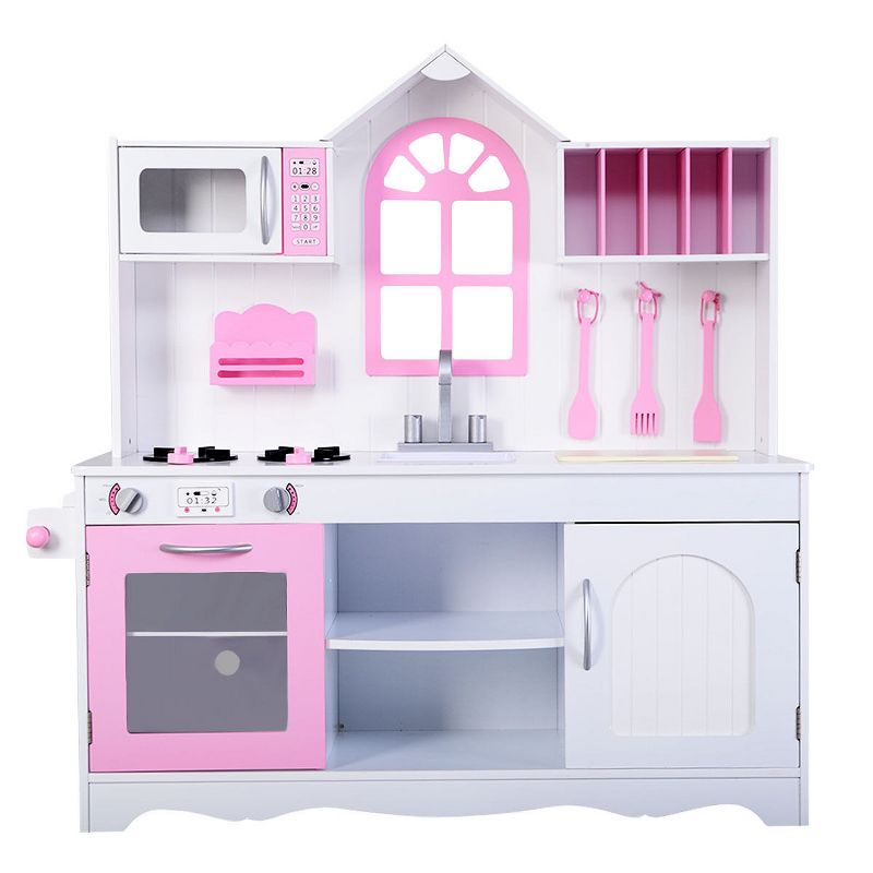 Costway Kids Wood Kitchen Toy Cooking Pretend Play Set Toddler Wooden Playset, 2 of 10