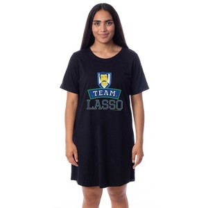 Ted Lasso Mens' TV Series Show Team Nightgown Sleep Pajama Shirt Crewneck Black - 1 of 4