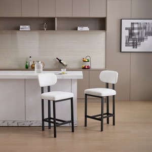 NicBex Set of 2 Bar Stools for Kitchen Island,26 inch Upholstered Counter Bar Stools with Black Metal Legs,Bar Chairs for Dining Rooms,Kitchens - 1 of 4
