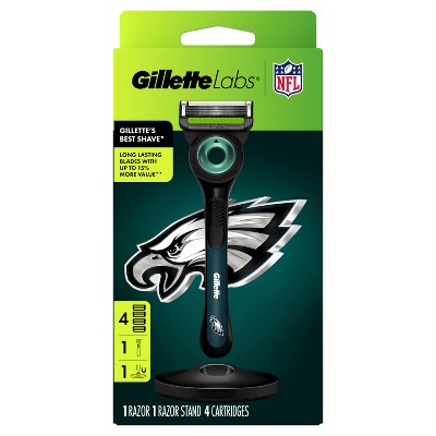 GilletteLabs + NFL Special Edition Philadelphia Eagles Men's Razor with 4 Razor Blade Refills and Magnetic Stand: Including Whole Body