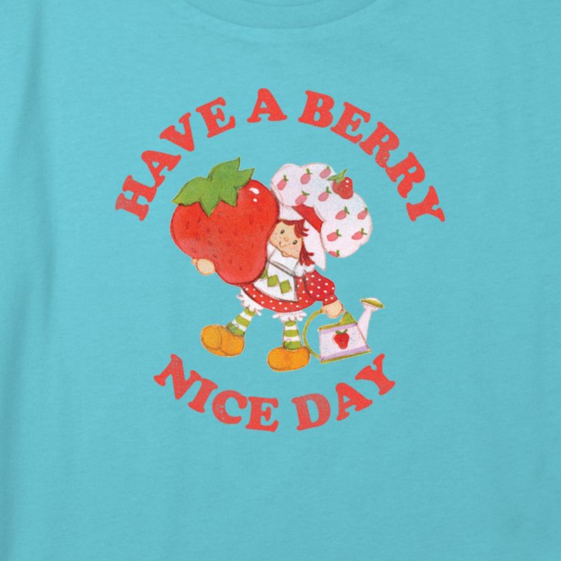 Girl's Strawberry Shortcake Have a Berry Nice Day Circle Crop Top T-Shirt, 2 of 4