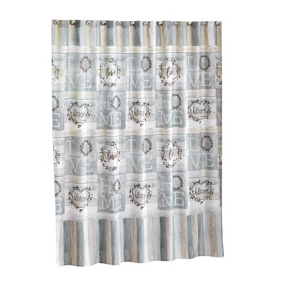 Lakeside Farmhouse Cotton Boll Bathroom Shower Curtain with Grommet Top