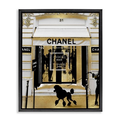 Stupell Industries Fashion Storefront Glam Poodle Black Framed Floater Canvas Wall Art