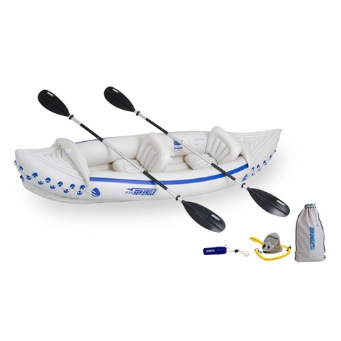 Sea Eagle 330 Deluxe 2 Person Inflatable Portable Sport Kayak Canoe Boat  With Paddles, Repair Kit, Pump, And Movable Seats : Target