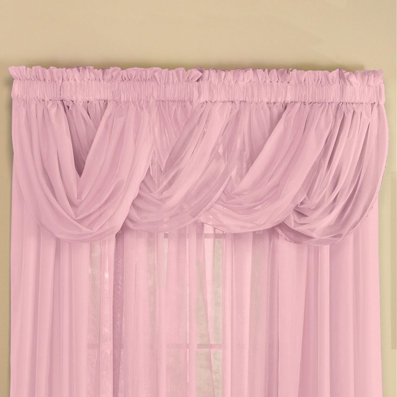 Collections Etc Scoop Two-Piece Rod Pocket Solid-Colored Sheer Valances for Windows, Decorative Accent and Added Privacy for Any Room in, 3 of 6
