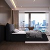 Upholstered Bed Frame King Platform Bed Best Bed Frames with Special Shaped Velvet Headboard,Metal and Solid Wood Frame-Cuddlewood - 3 of 4