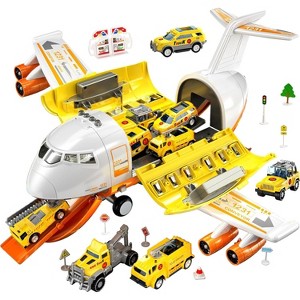 TEMI Toddler Airplane Toys for 3 Year Old, Toy Airplane for Boys Age 4-7, Large Spray Transport Airplane Toy with 12 Construction Vehicles - 1 of 3